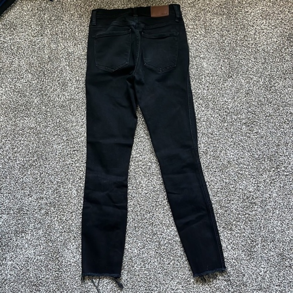 Madewell 10” High Riser‎ Skinny Jeans Dark Wash Distressed Hem and Knees Size 25 - Picture 8 of 9